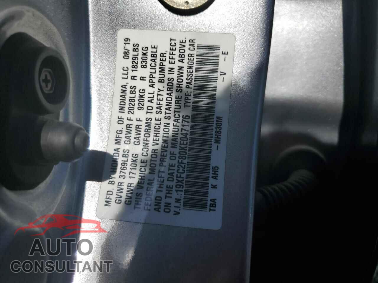 HONDA CIVIC 2019 - 19XFC2F80KE047176