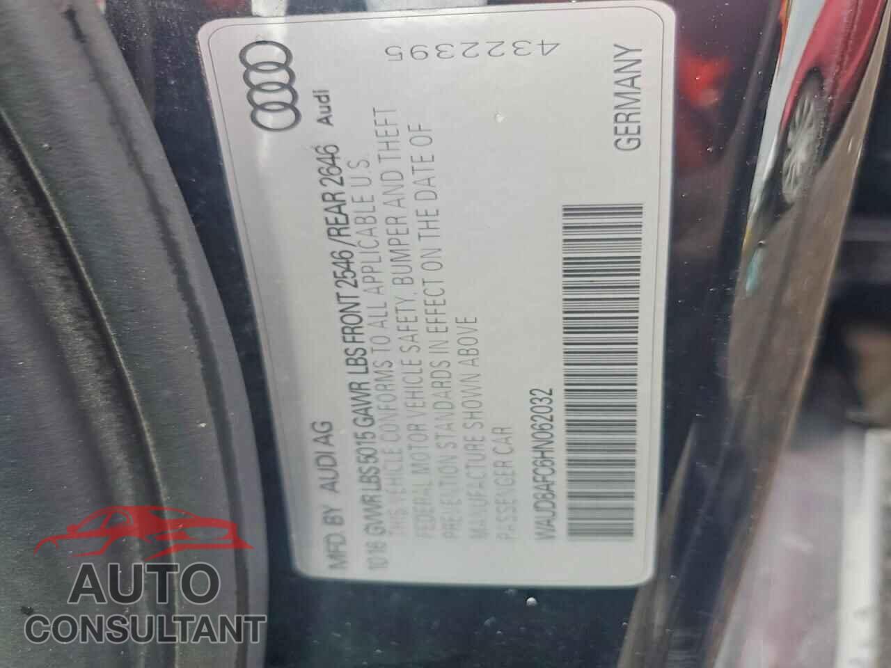 AUDI A6 2017 - WAUD8AFC6HN062032