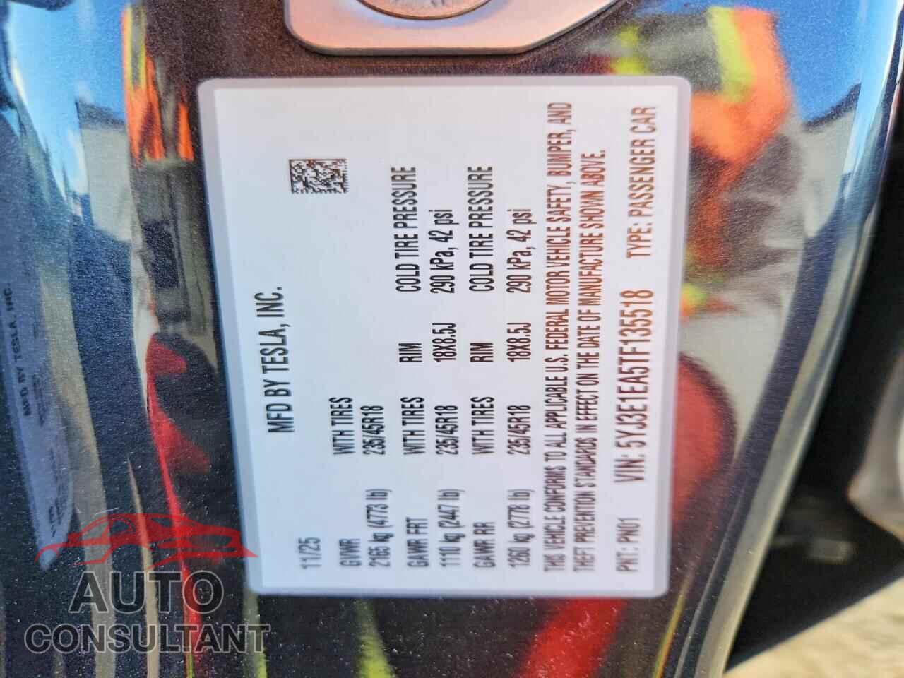 TESLA MODEL 3 2026 - 5YJ3E1EA5TF135518