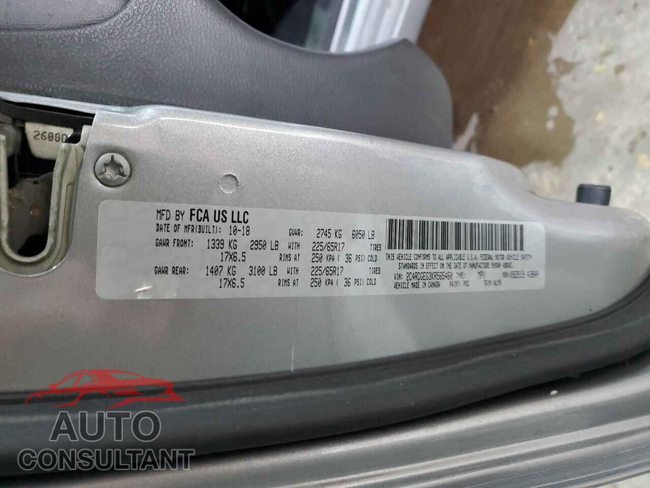 DODGE CARAVAN 2019 - 2C4RDGEG3KR565460