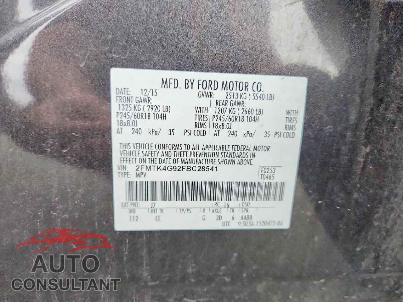 FORD EDGE 2015 - 2FMTK4G92FBC28541