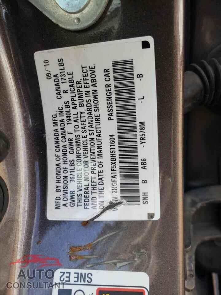 HONDA CIVIC 2011 - 2HGFA1F5XBH511604