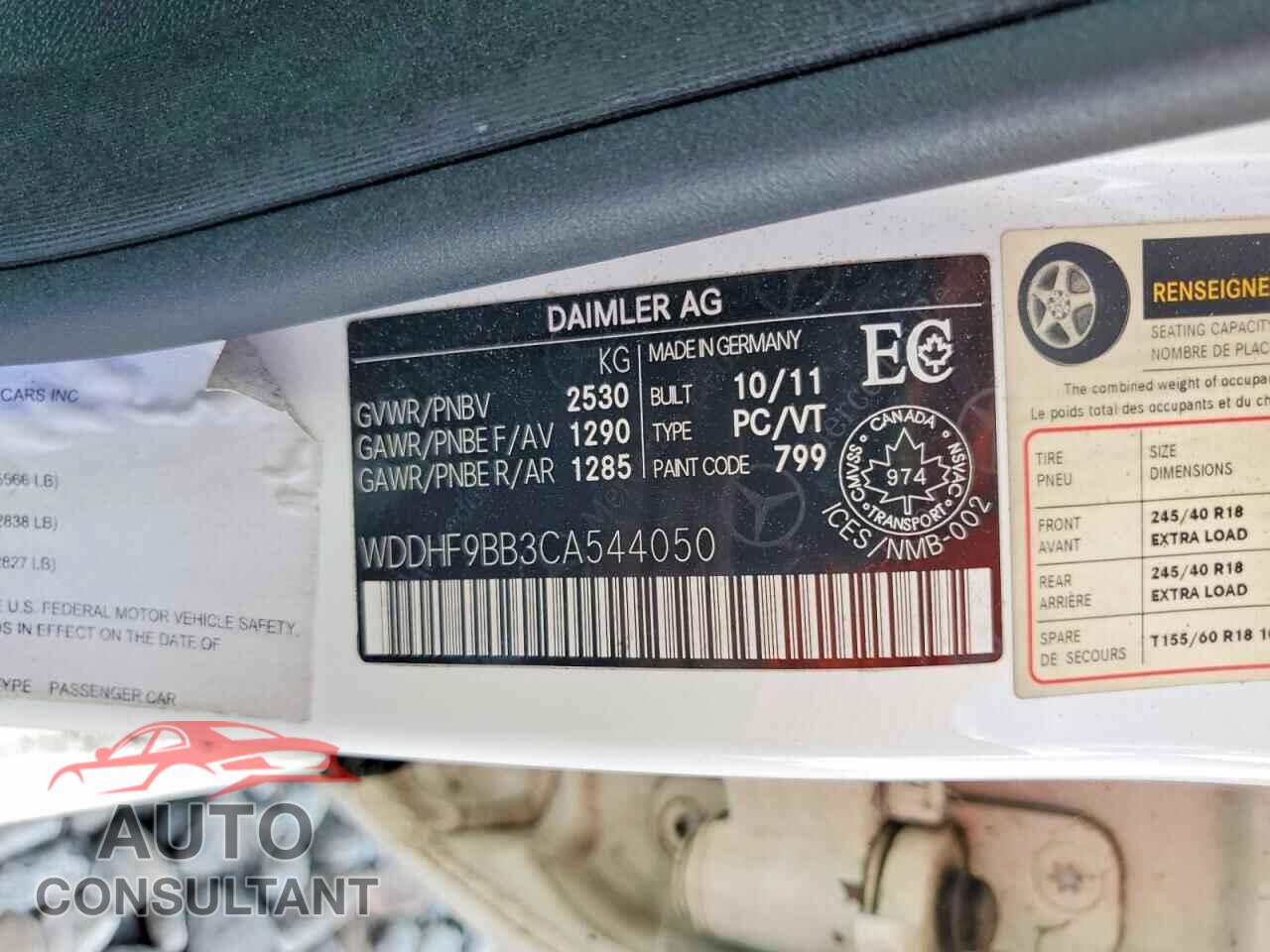 MERCEDES-BENZ E-CLASS 2012 - WDDHF9BB3CA544050
