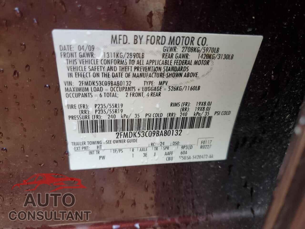 FORD FLEX 2009 - 2FMDK53C09BA80132