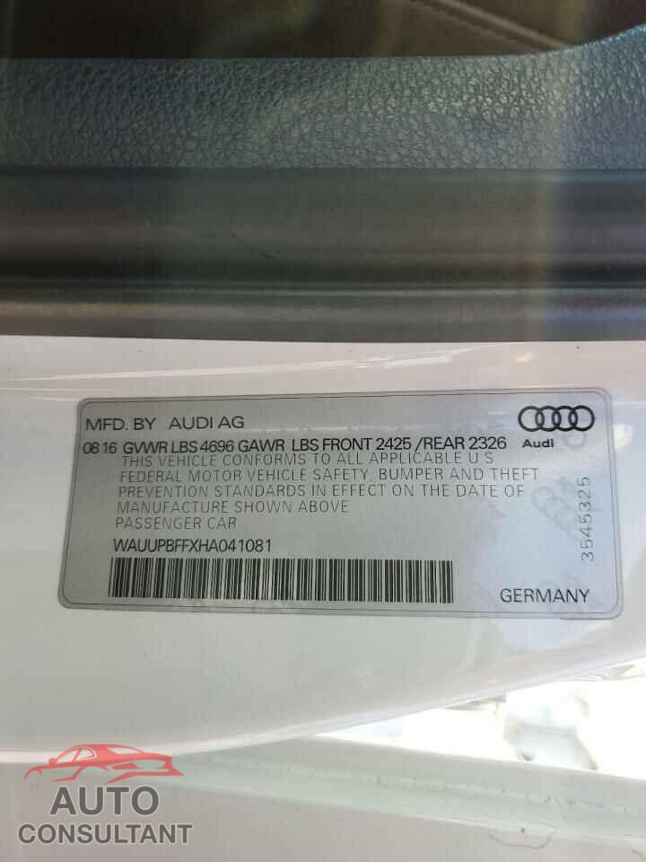 AUDI A3 2017 - WAUUPBFFXHA041081