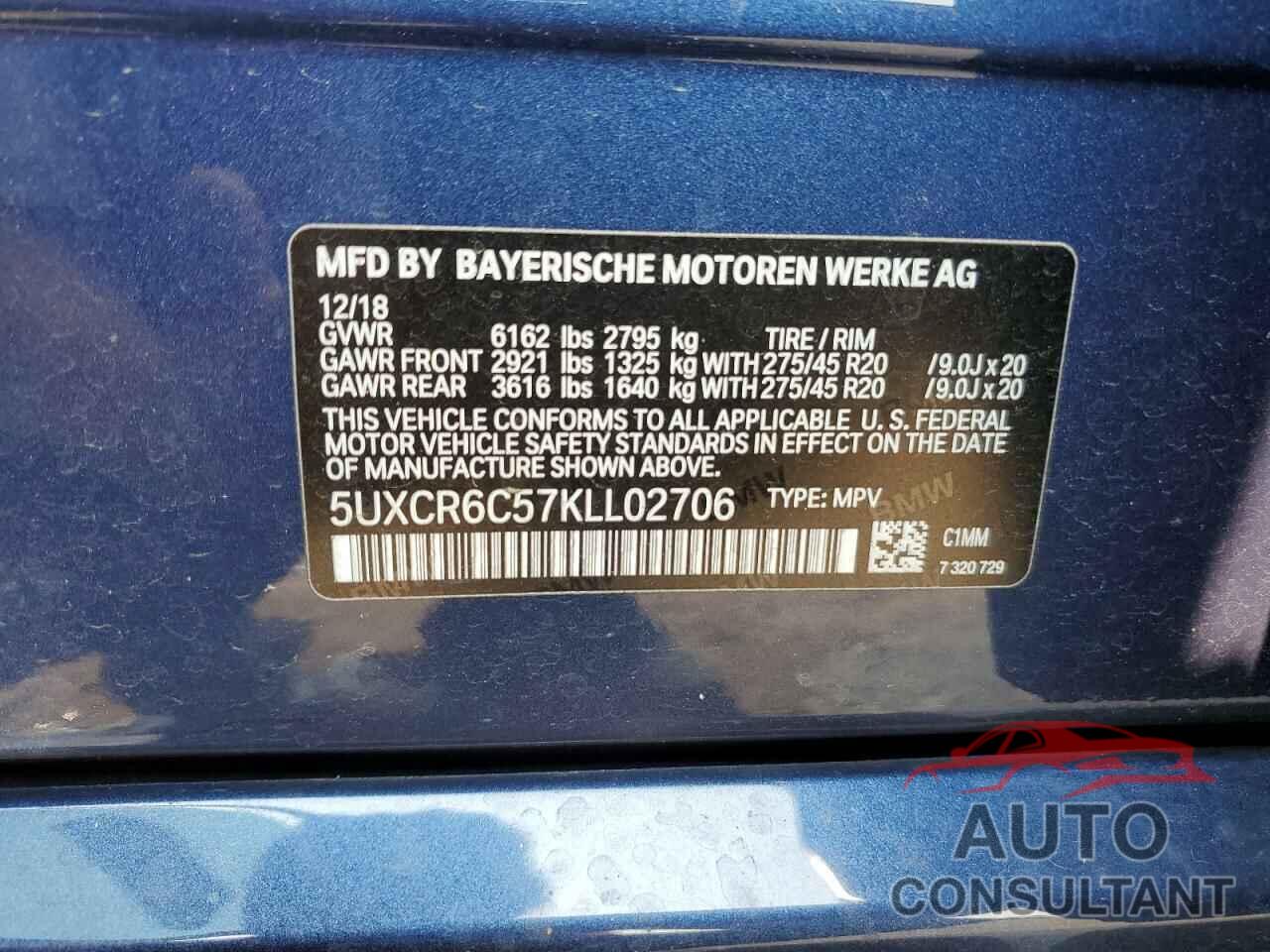 BMW X5 2019 - 5UXCR6C57KLL02706