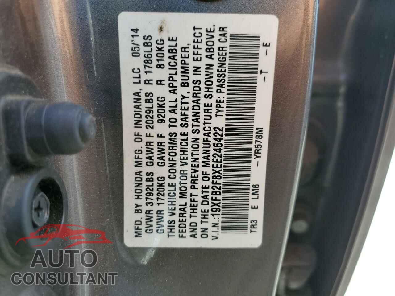HONDA CIVIC 2014 - 19XFB2F8XEE246422