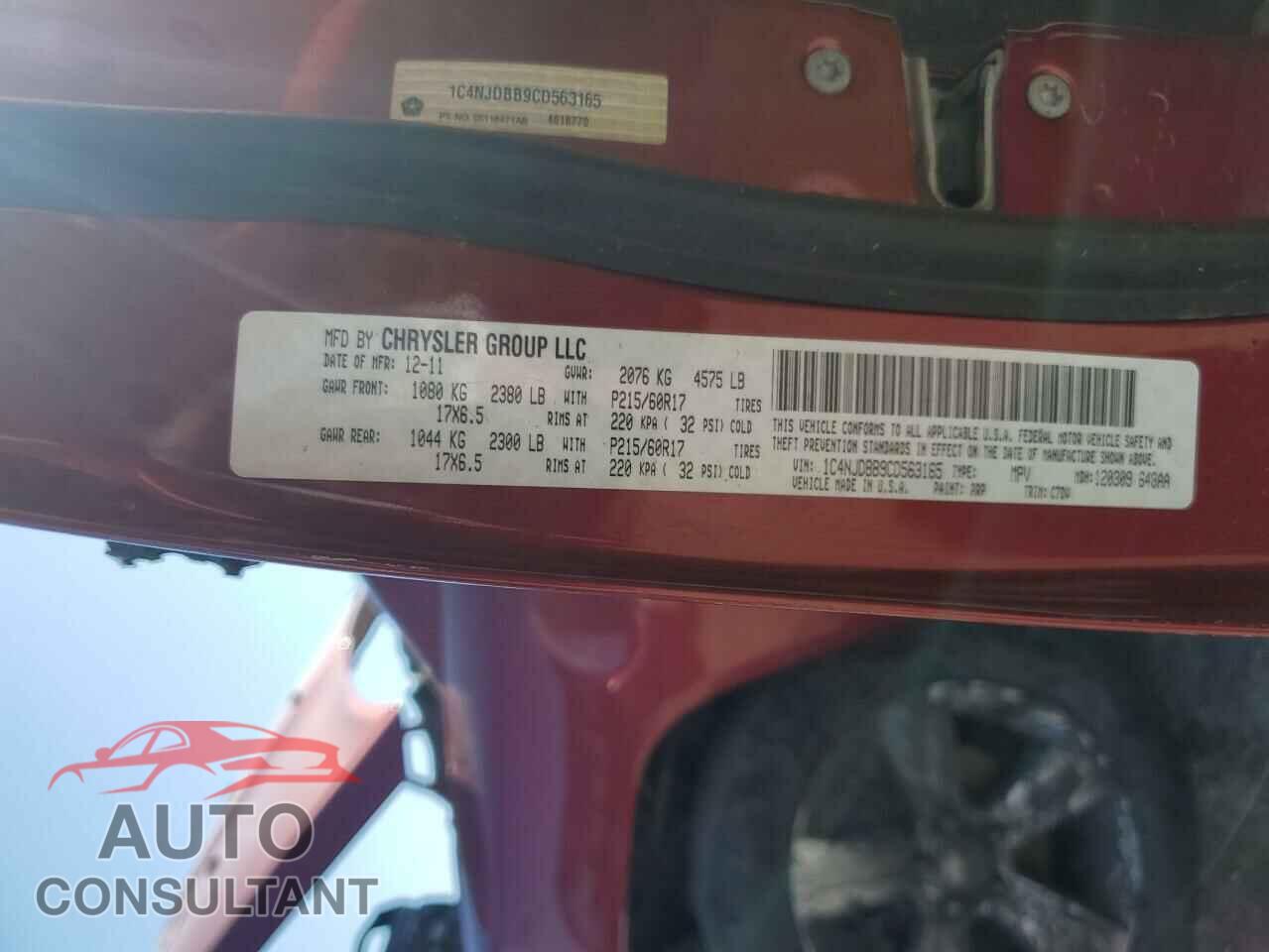 JEEP COMPASS 2012 - 1C4NJDBB9CD563165