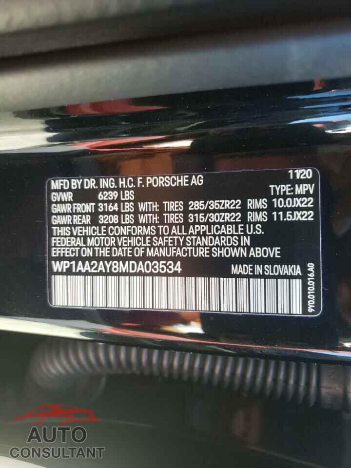 PORSCHE CAYENNE 2021 - WP1AA2AY8MDA03534