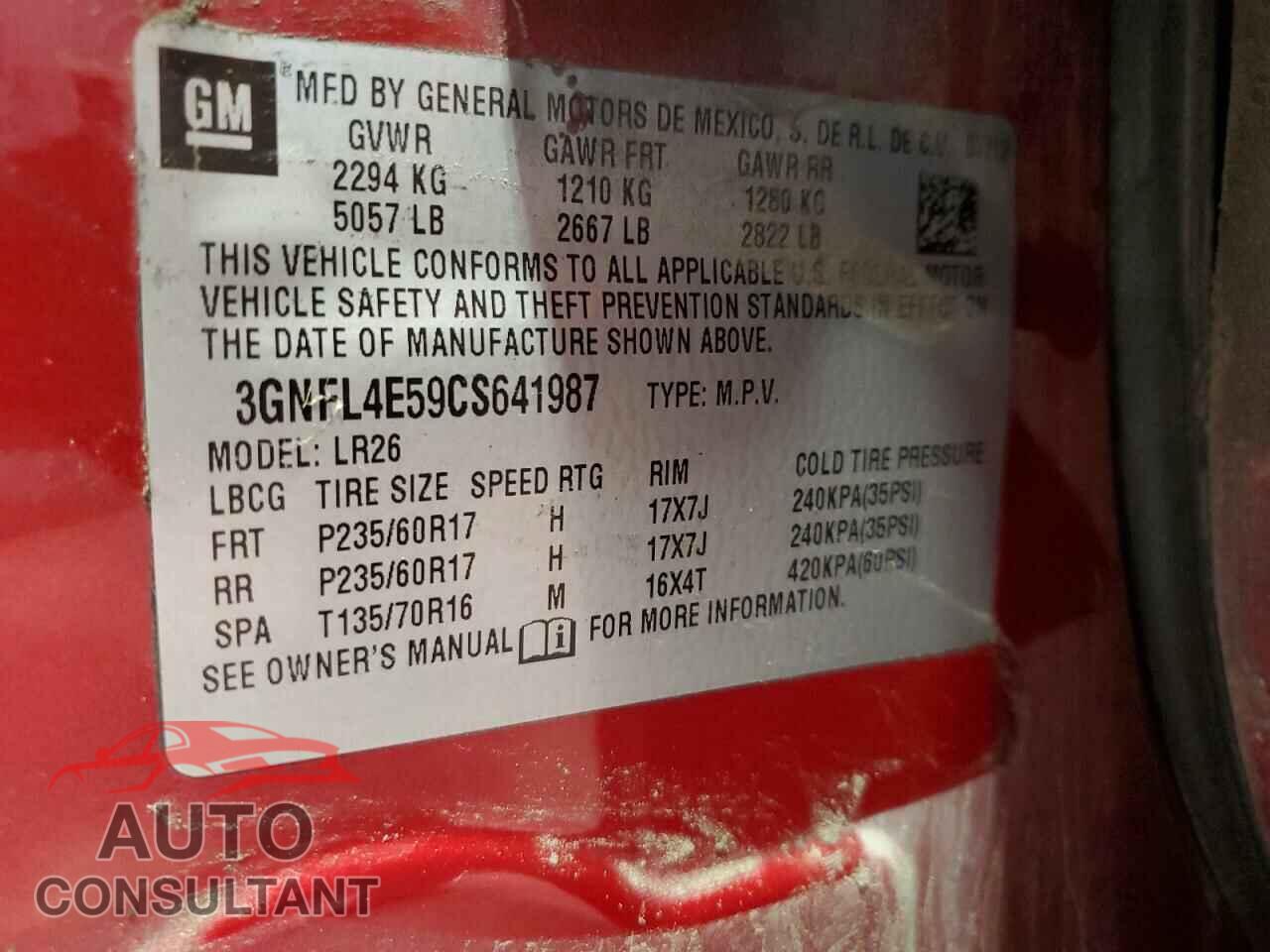 CHEVROLET CAPTIVA 2012 - 3GNFL4E59CS641987