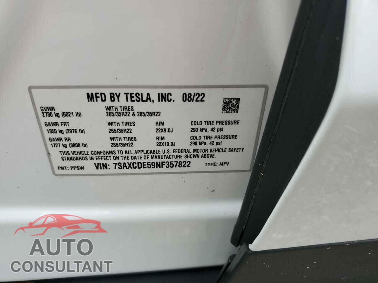 TESLA MODEL X 2022 - 7SAXCDE59NF357822