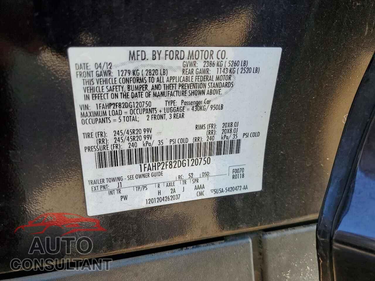 FORD TAURUS 2013 - 1FAHP2F82DG120750