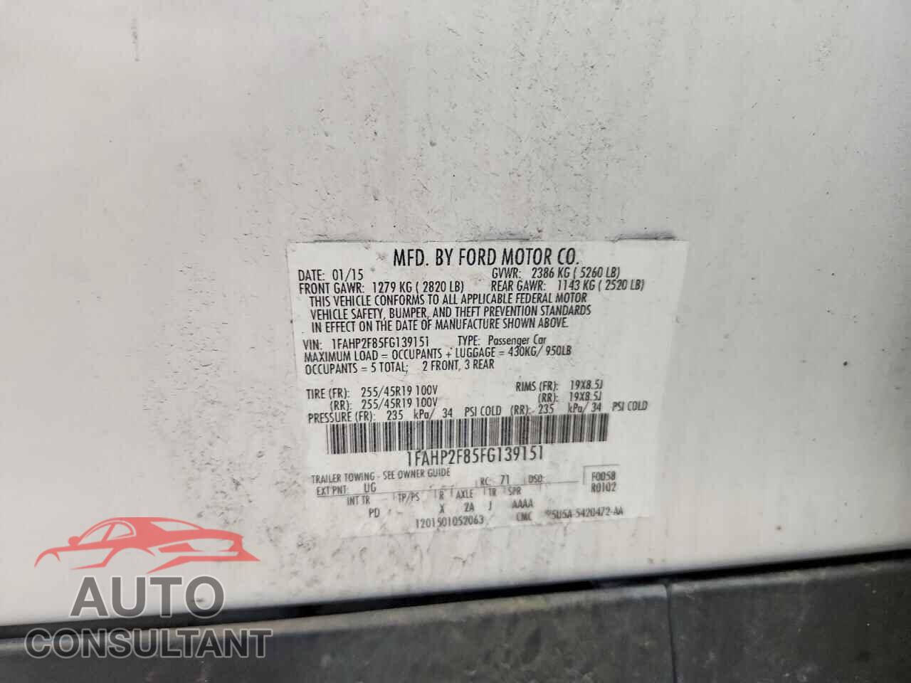 FORD TAURUS 2015 - 1FAHP2F85FG139151