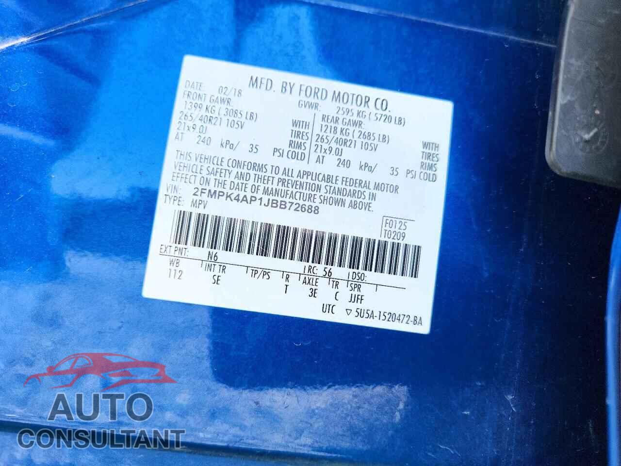 FORD EDGE 2018 - 2FMPK4AP1JBB72688