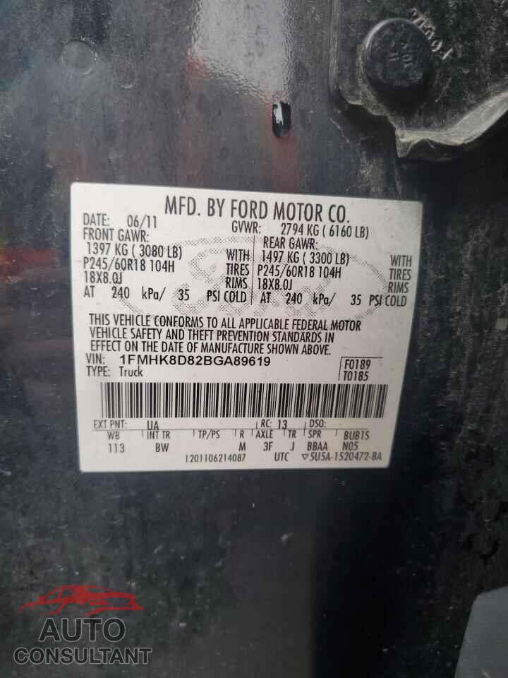 FORD EXPLORER 2011 - 1FMHK8D82BGA89619