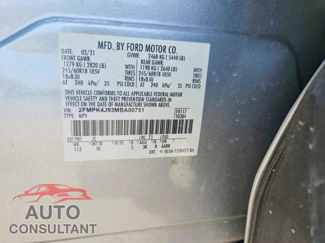 FORD EDGE 2021 - 2FMPK4J93MBA00751