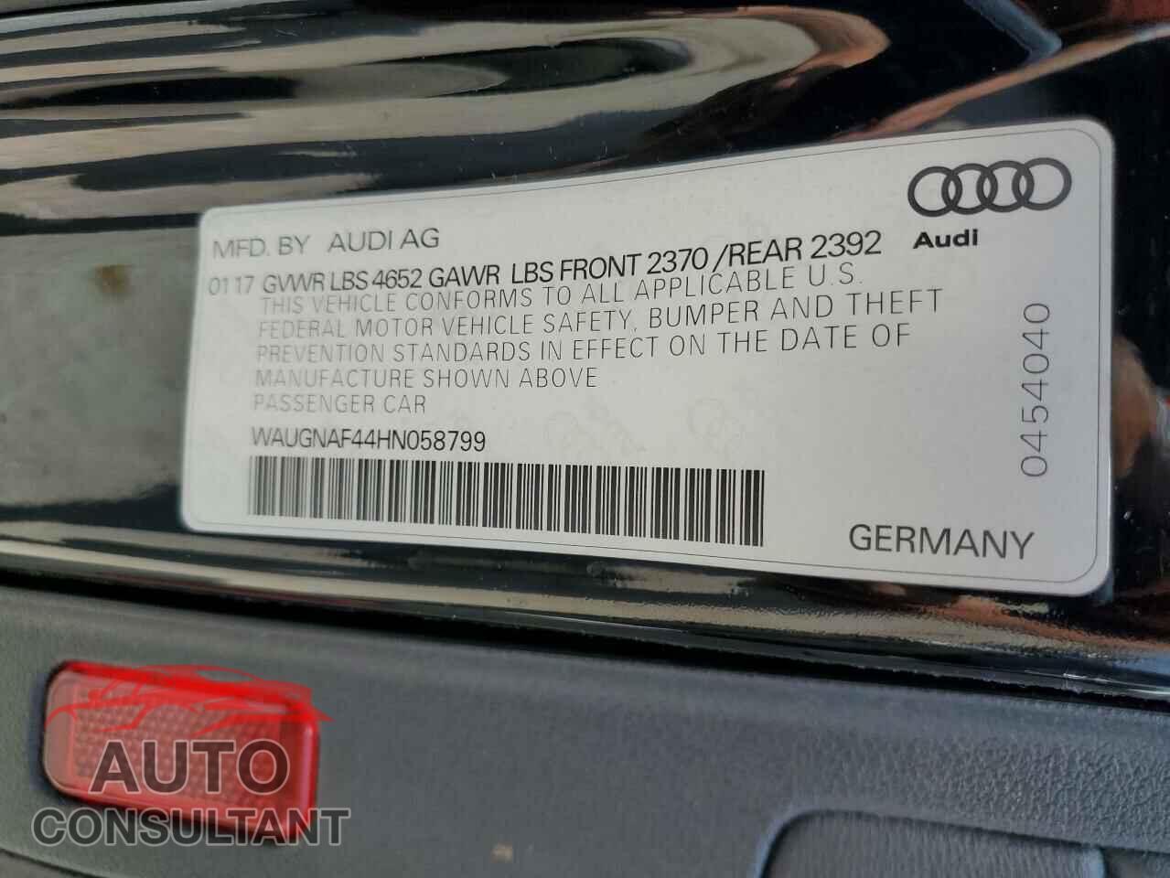 AUDI A4 2017 - WAUGNAF44HN058799