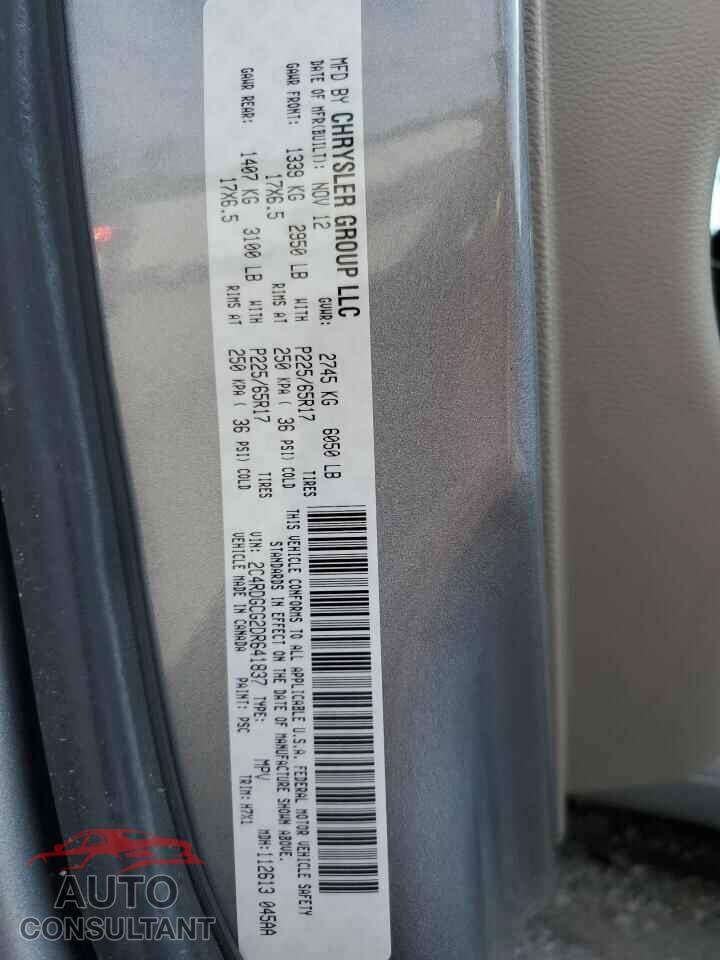 DODGE CARAVAN 2013 - 2C4RDGCG2DR641837