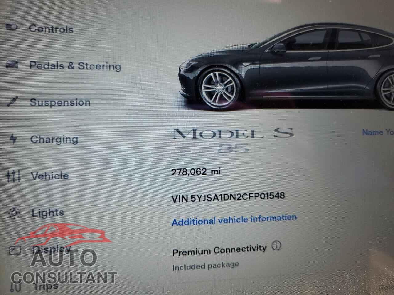 TESLA MODEL S 2012 - 5YJSA1DN2CFP01548