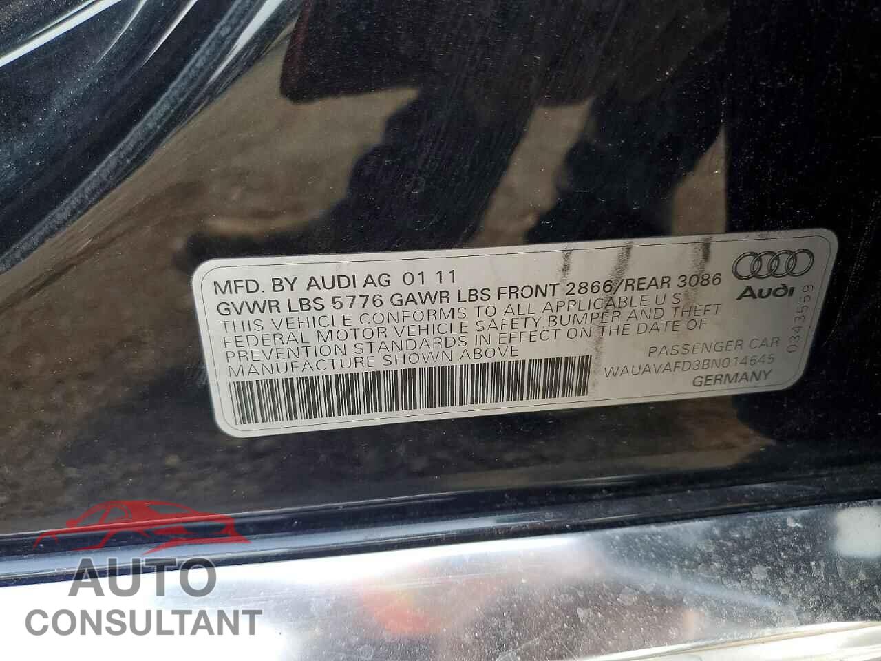 AUDI A8 2011 - WAUAVAFD3BN014645
