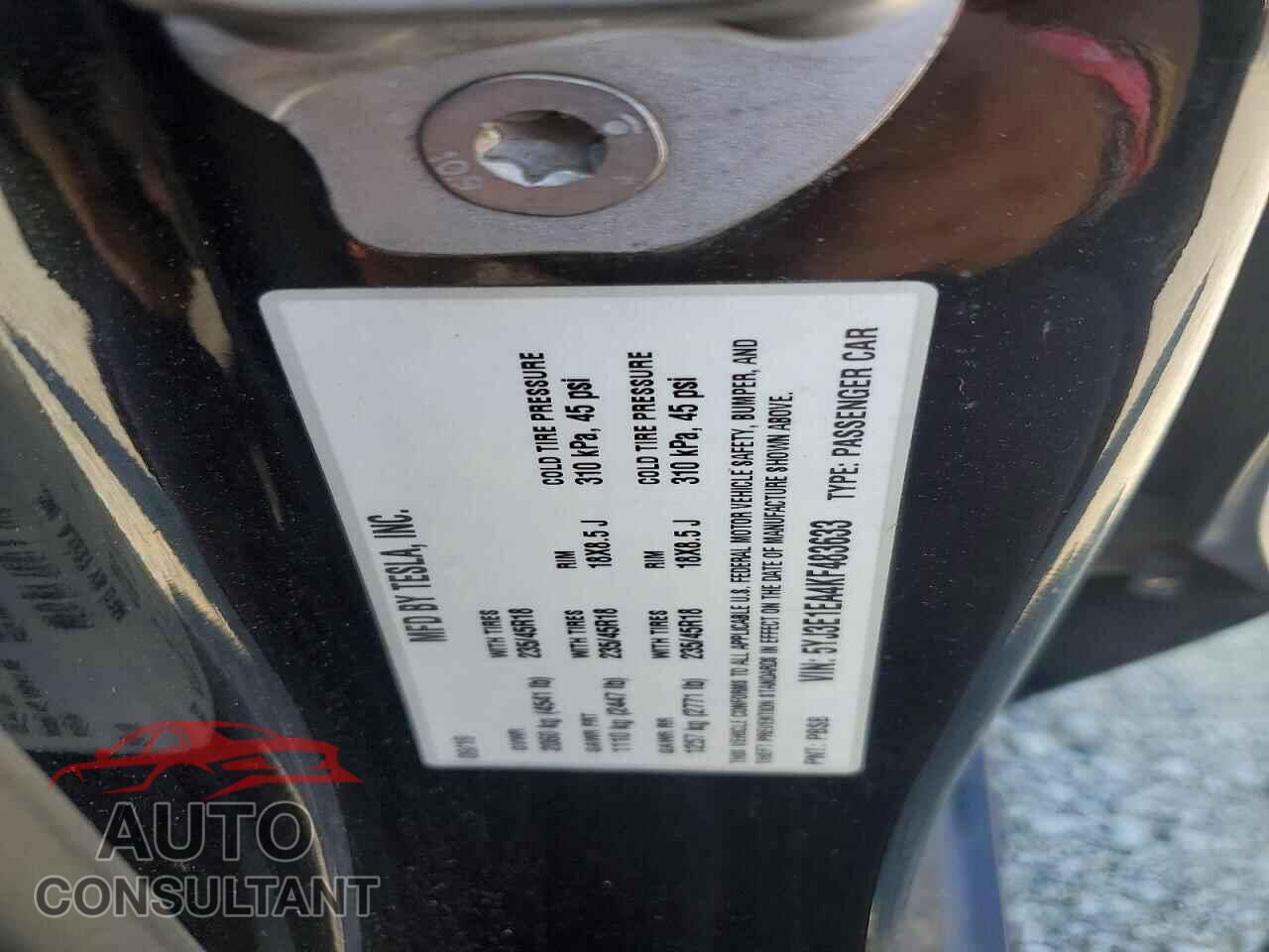 TESLA MODEL 3 2019 - 5YJ3E1EA4KF483633
