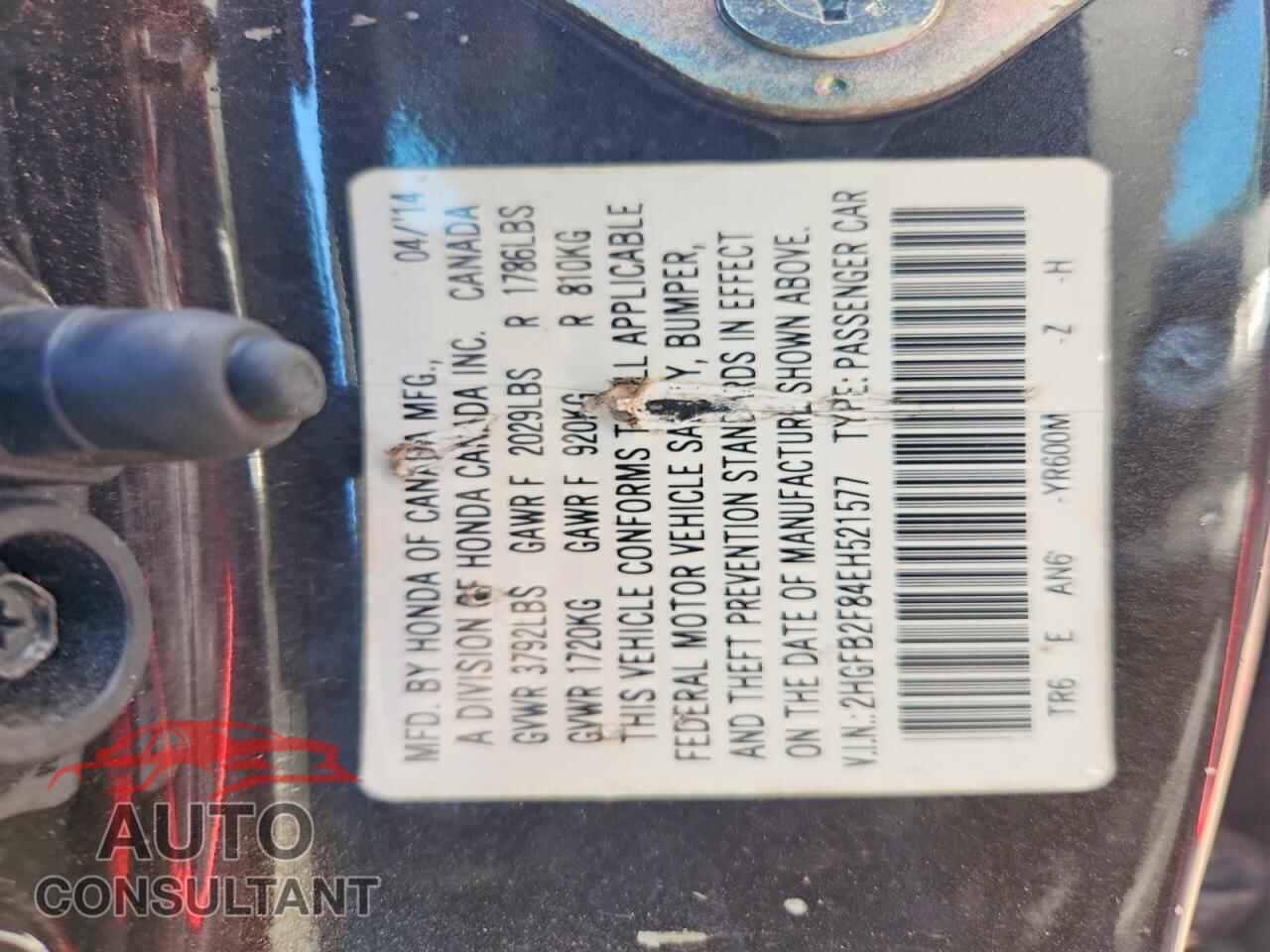 HONDA CIVIC 2014 - 2HGFB2F84EH521577