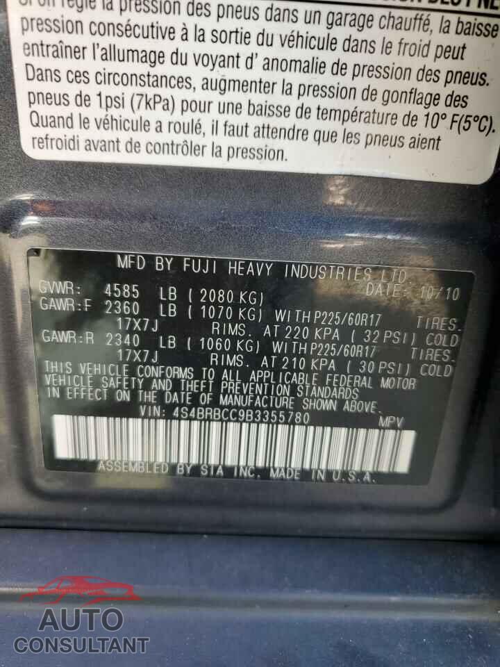 SUBARU OUTBACK 2011 - 4S4BRBCC9B3355780