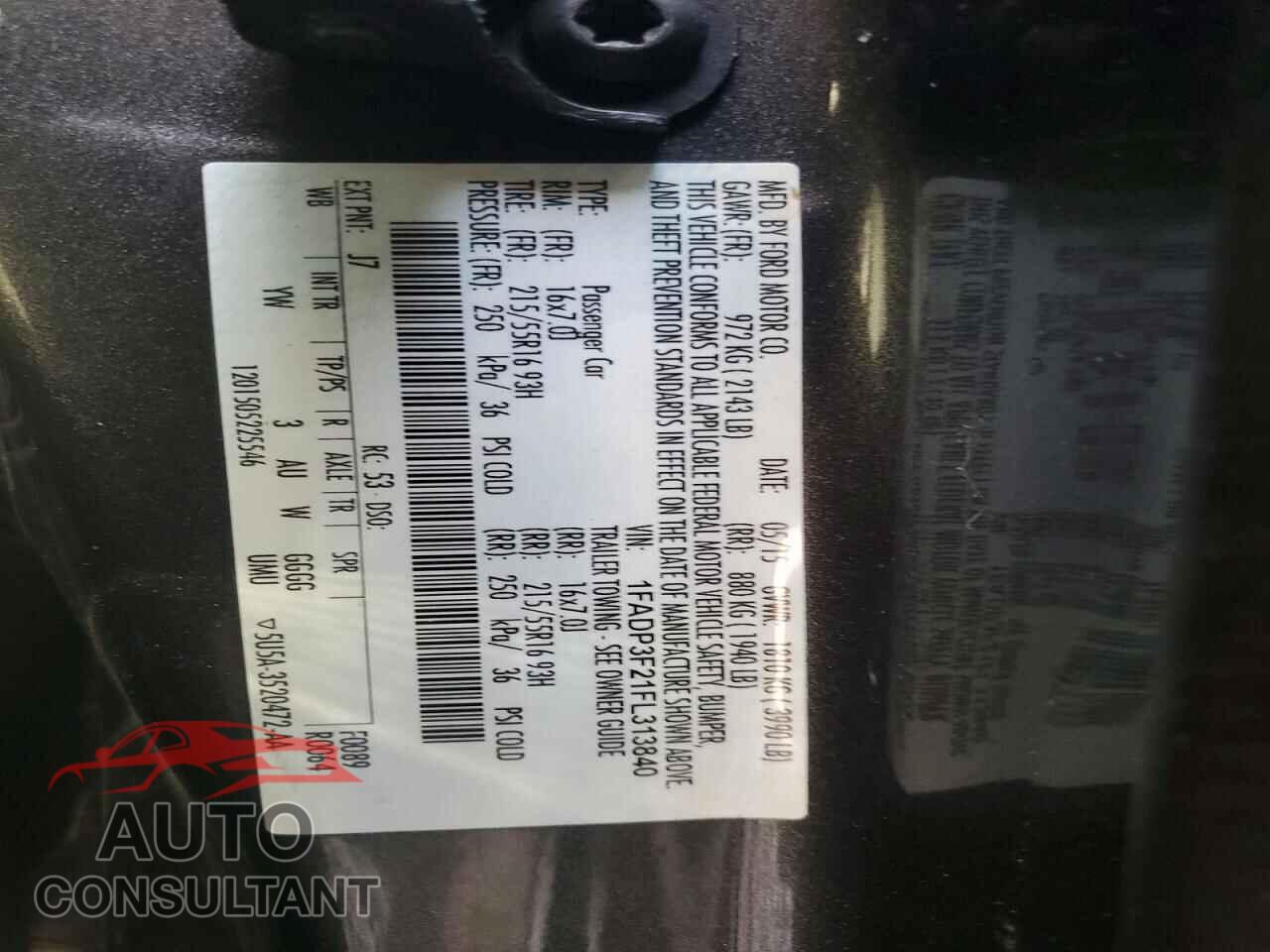 FORD FOCUS 2015 - 1FADP3F21FL313840