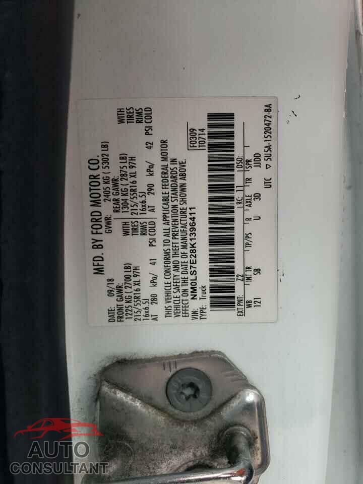 FORD TRANSIT 2019 - NM0LS7E28K1396411