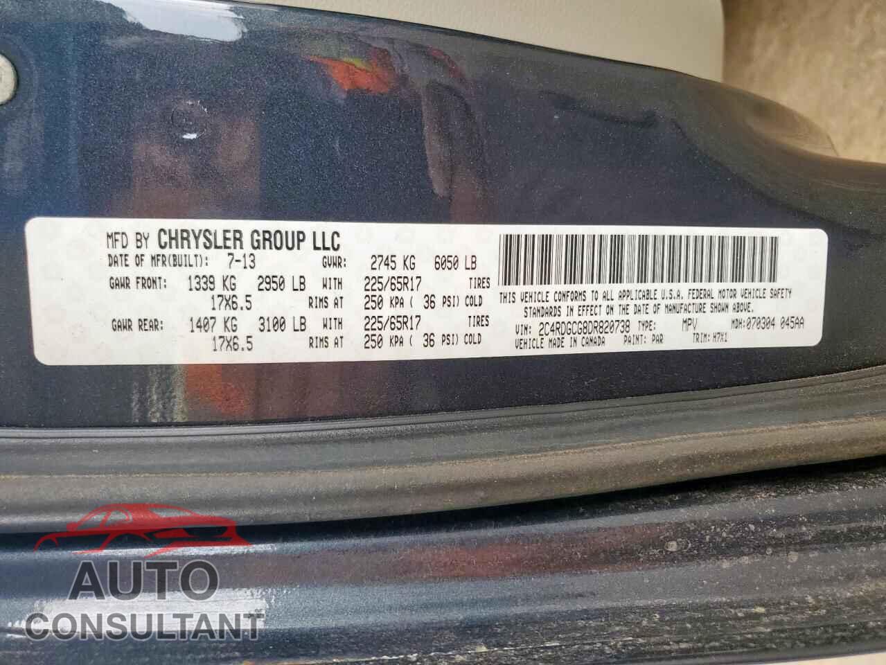 DODGE CARAVAN 2013 - 2C4RDGCG8DR820738