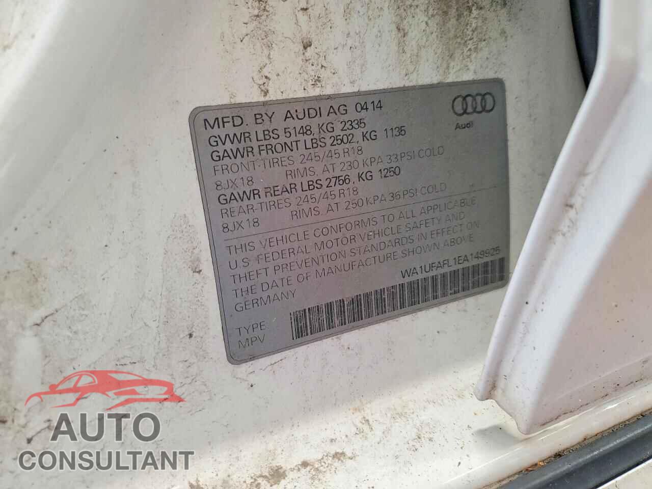 AUDI A4 2014 - WA1UFAFL1EA149925