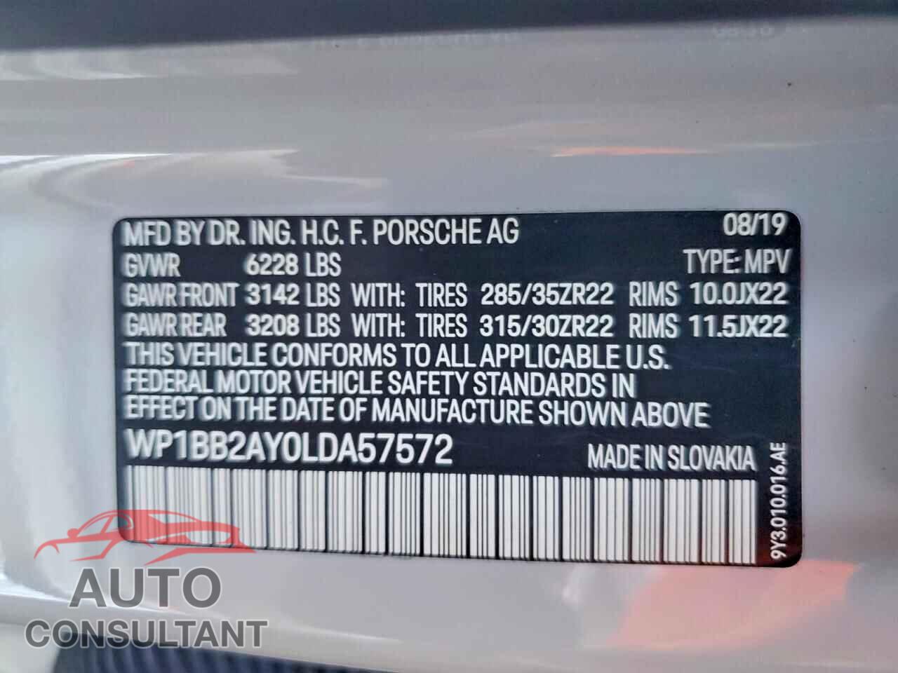 PORSCHE CAYENNE 2020 - WP1BB2AY0LDA57572