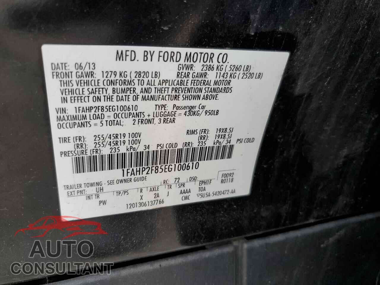FORD TAURUS 2014 - 1FAHP2F85EG100610