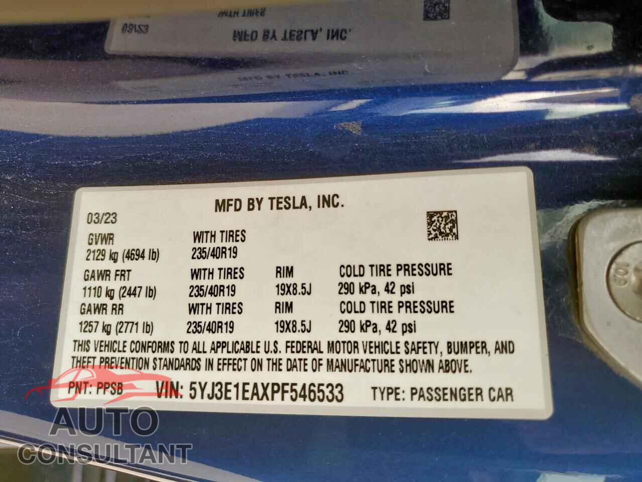 TESLA MODEL 3 2023 - 5YJ3E1EAXPF546533