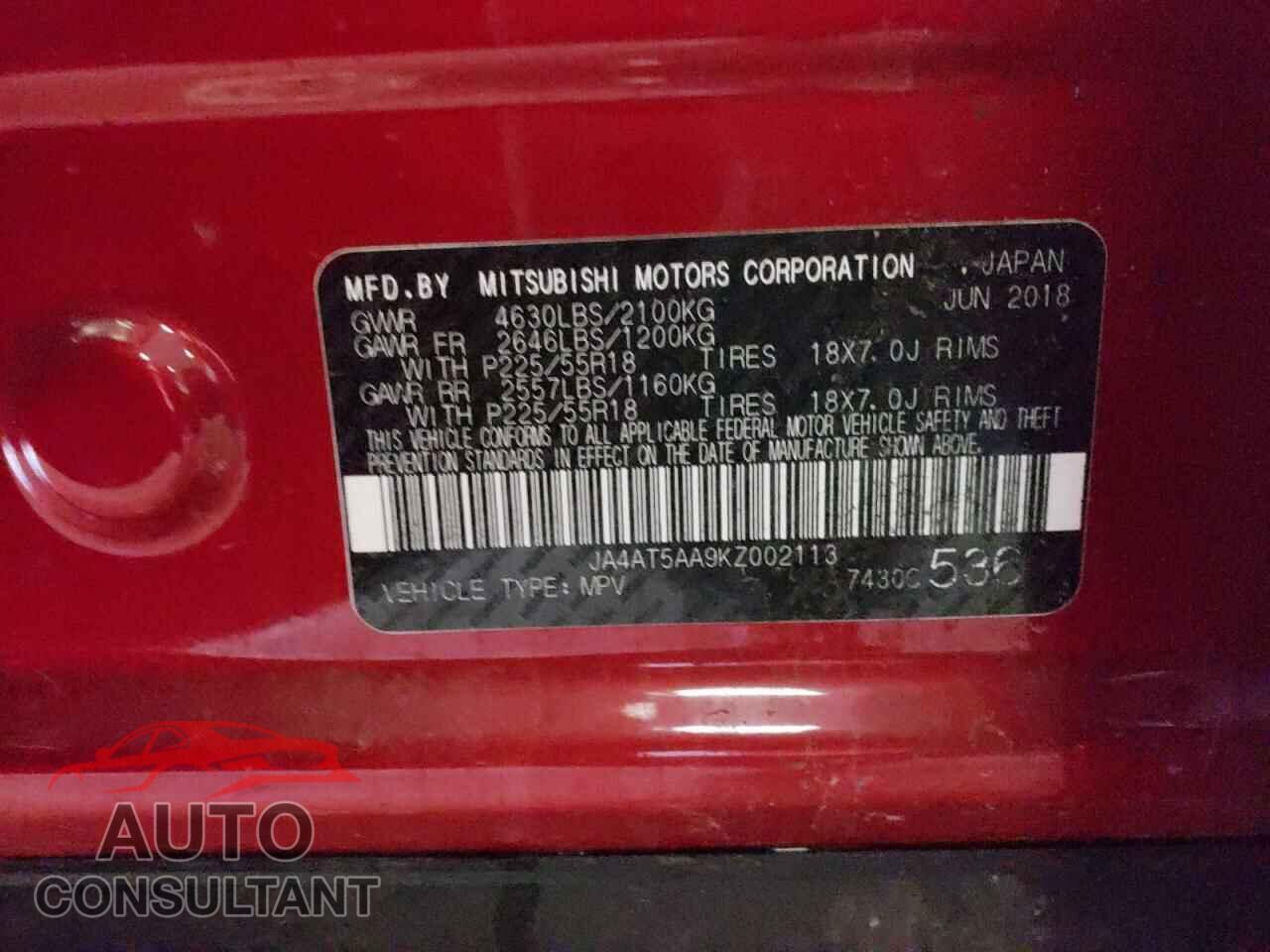 MITSUBISHI ECLIPSE 2019 - JA4AT5AA9KZ002113