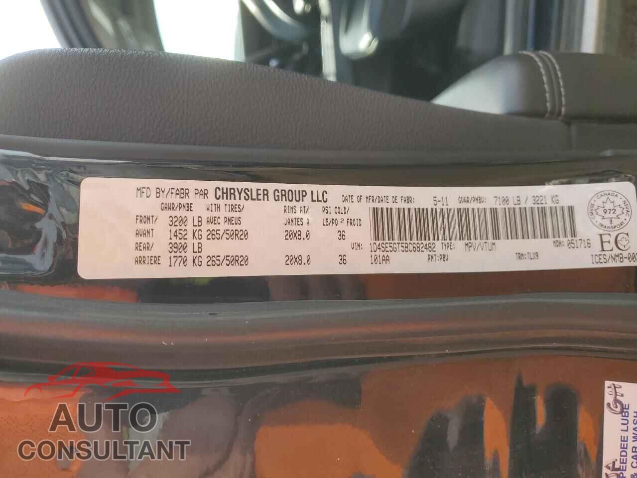 DODGE DURANGO 2011 - 1D4SE5GT5BC682482
