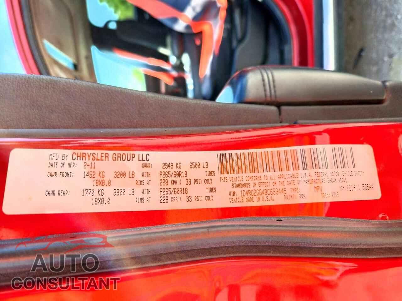 DODGE DURANGO 2011 - 1D4RD2GG4BC653445