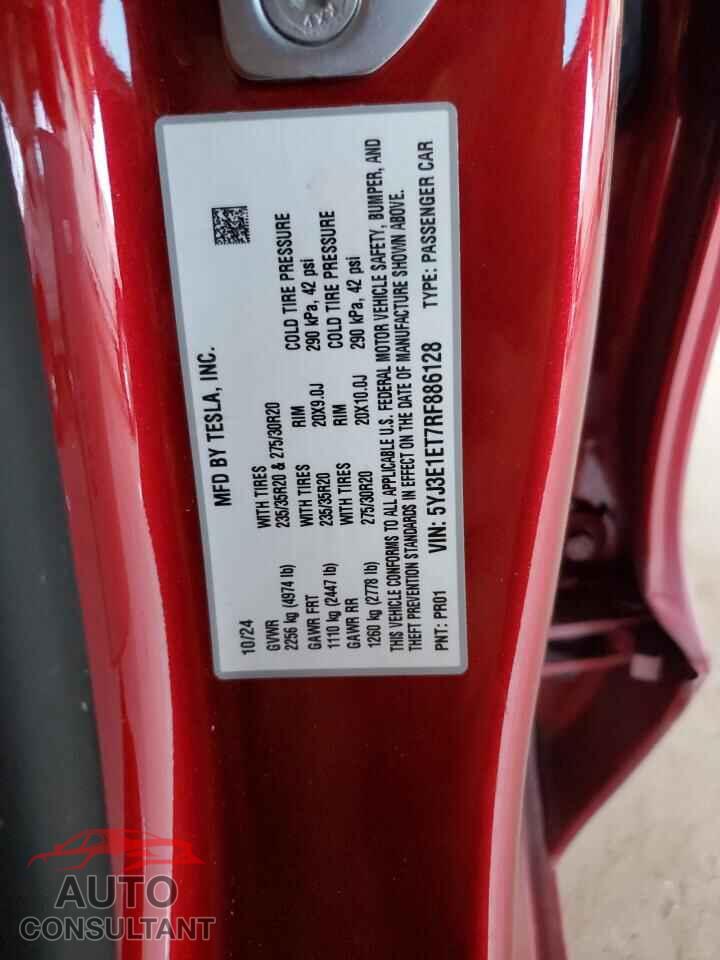 TESLA MODEL 3 2024 - 5YJ3E1ET7RF886128