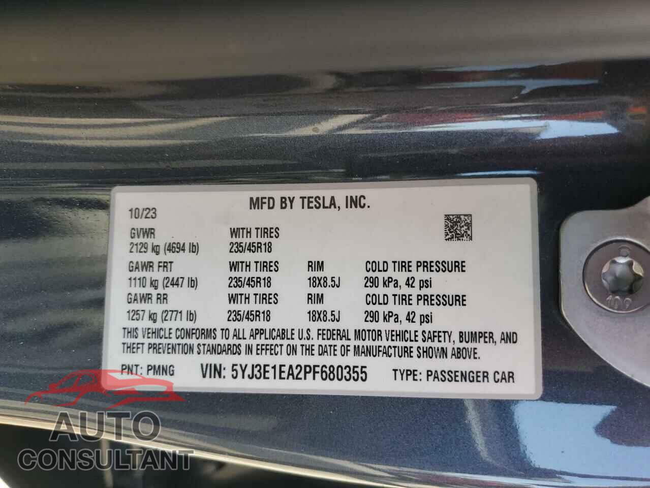 TESLA MODEL 3 2023 - 5YJ3E1EA2PF680355
