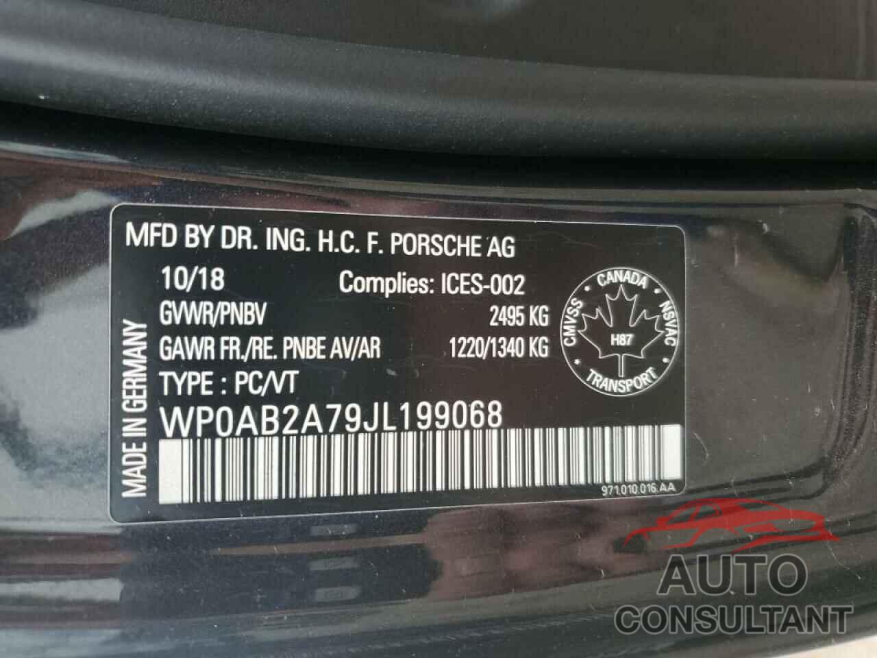 PORSCHE PANAMERA 2018 - WP0AB2A79JL199068