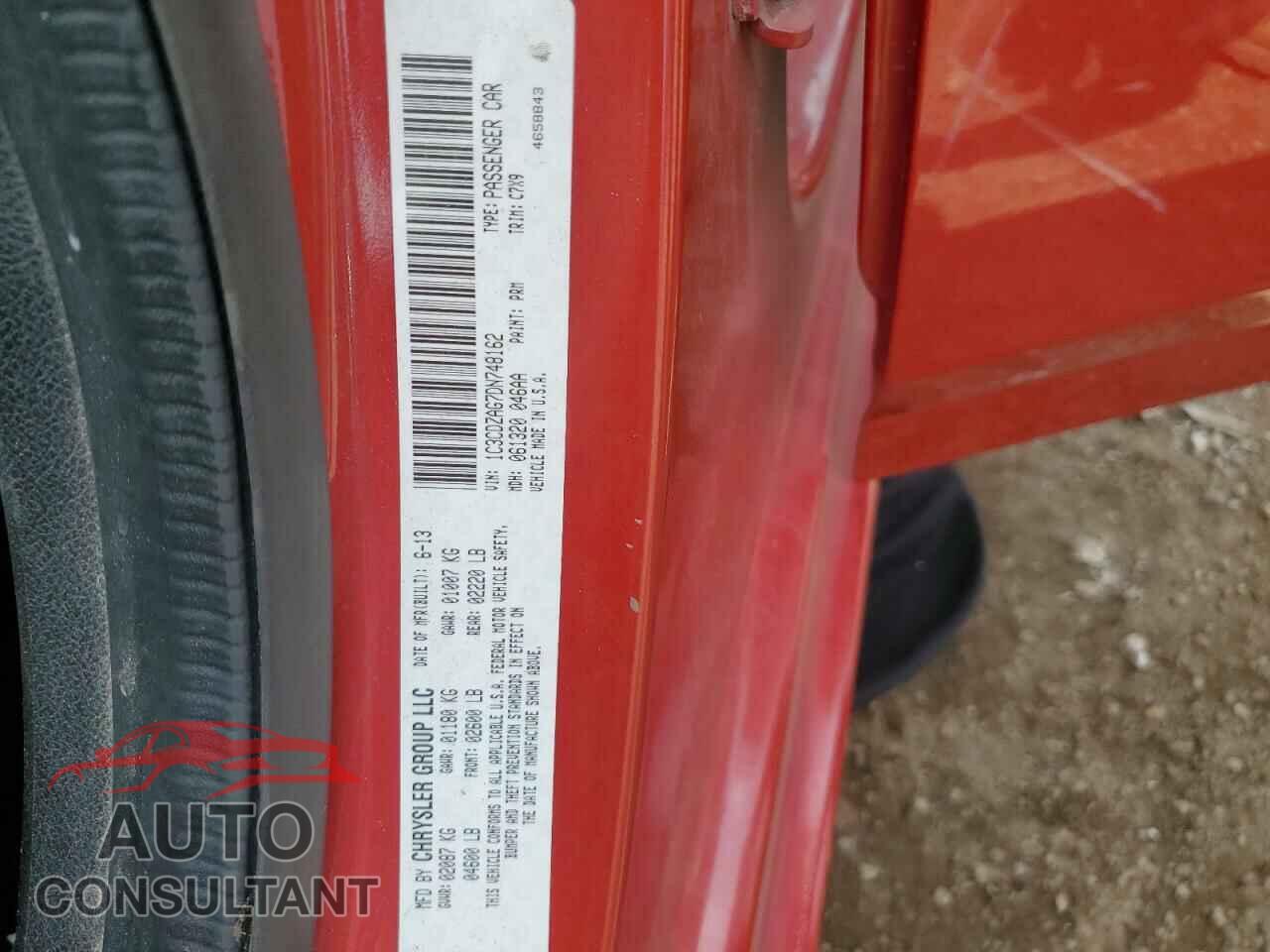 DODGE AVENGER 2013 - 1C3CDZAG7DN748162