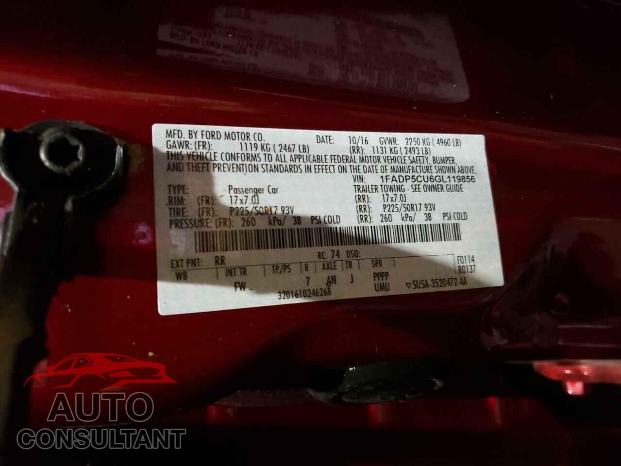 FORD CMAX 2016 - 1FADP5CU6GL119856