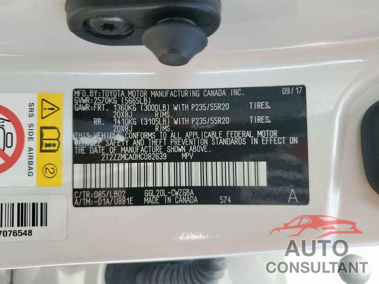 LEXUS RX350 2017 - 2T2ZZMCA0HC082639