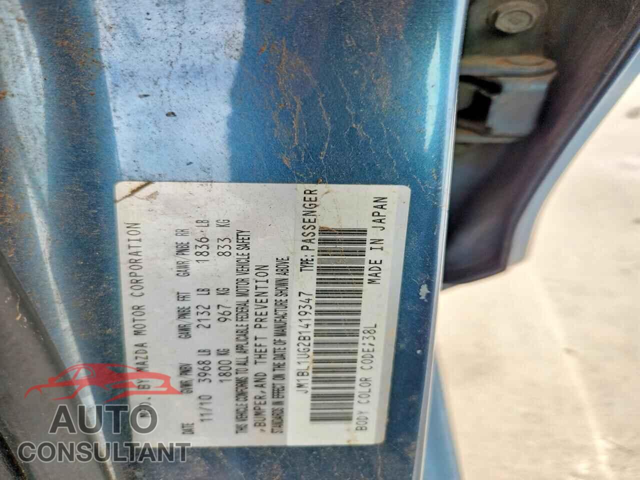 MAZDA 3 2011 - JM1BL1UG2B1419347
