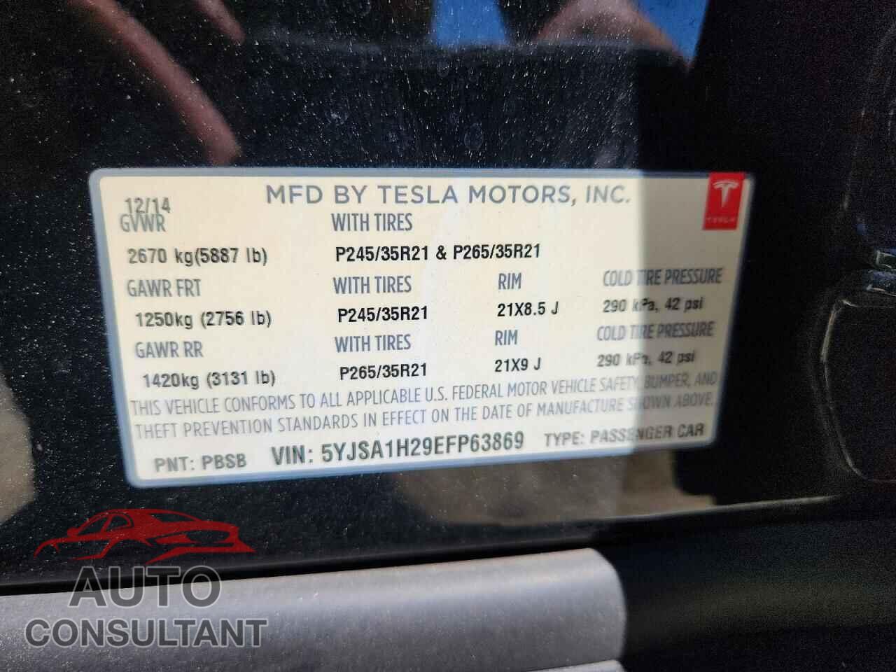TESLA MODEL S 2014 - 5YJSA1H29EFP63869