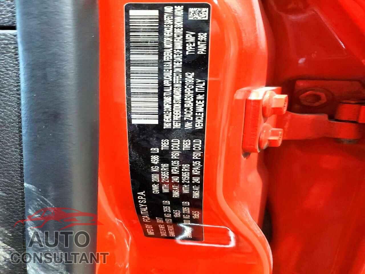 JEEP RENEGADE 2017 - ZACCJBAB3HPG19042