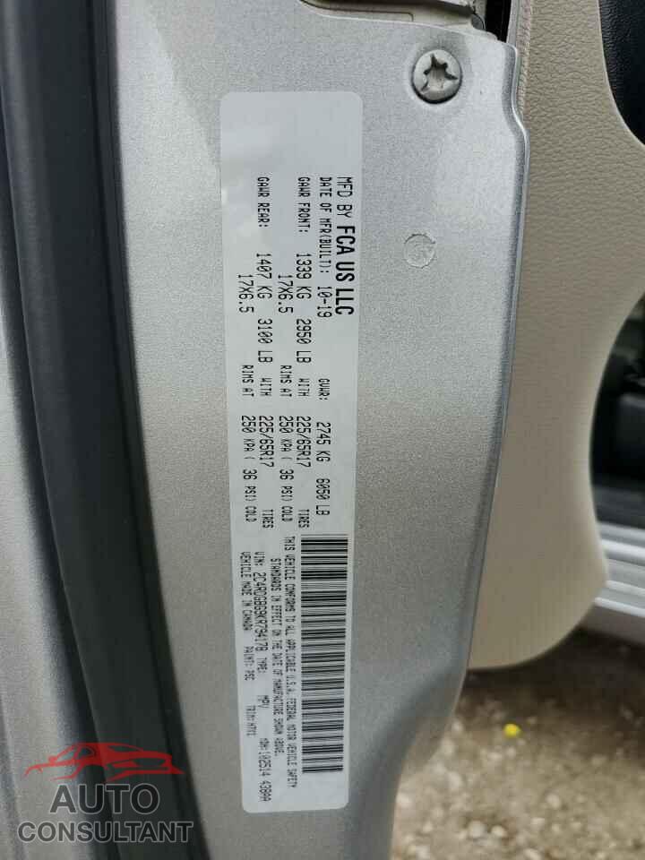 DODGE CARAVAN 2019 - 2C4RDGBG9KR794178