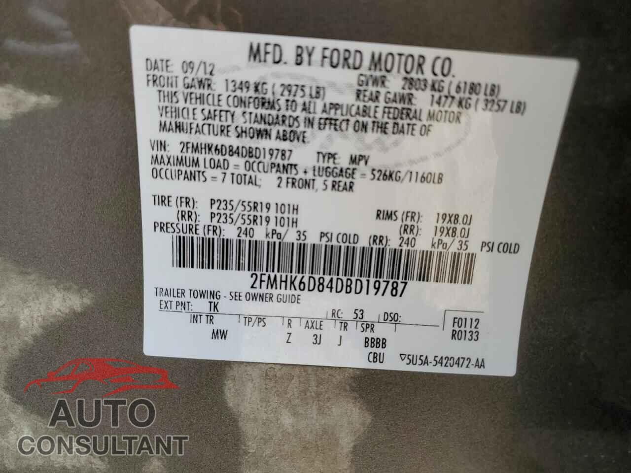 FORD FLEX 2013 - 2FMHK6D84DBD19787