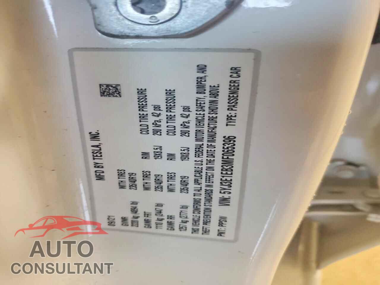 TESLA MODEL 3 2021 - 5YJ3E1EB3MF065396