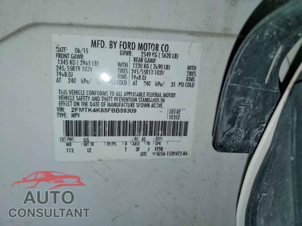 FORD EDGE 2015 - 2FMTK4K85FBB59309